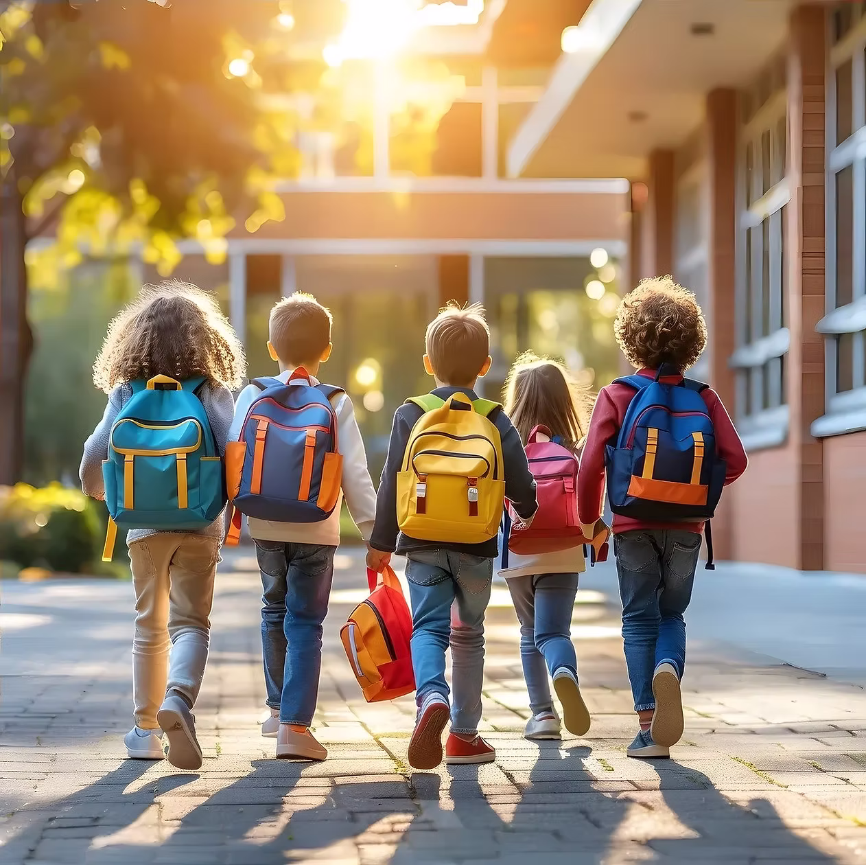 Schulkinder auf dem Weg zum Kurs